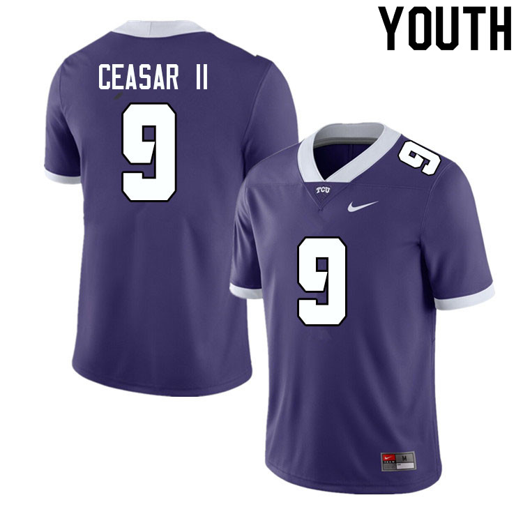 Youth #9 C.J. Ceasar II TCU Horned Frogs College Football Jerseys Sale-Purple - Click Image to Close
